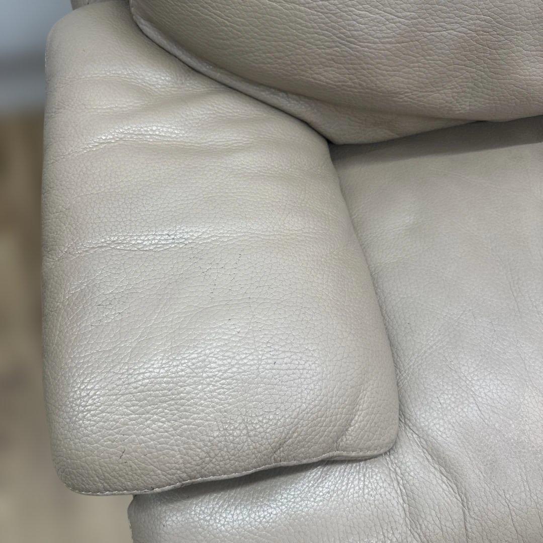 IDC家具　三人掛け本革ソファー　ベージュ