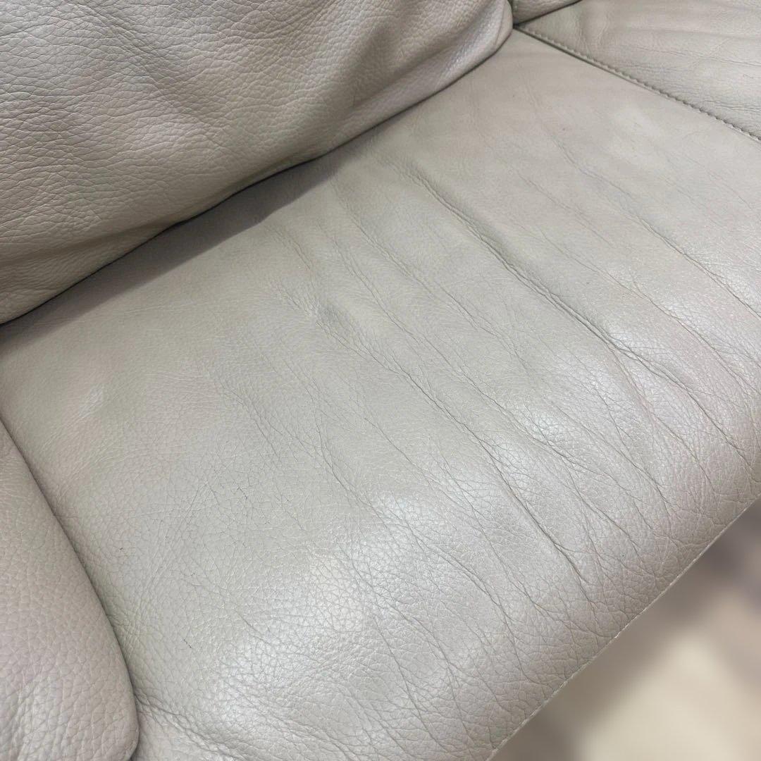 IDC家具　三人掛け本革ソファー　ベージュ