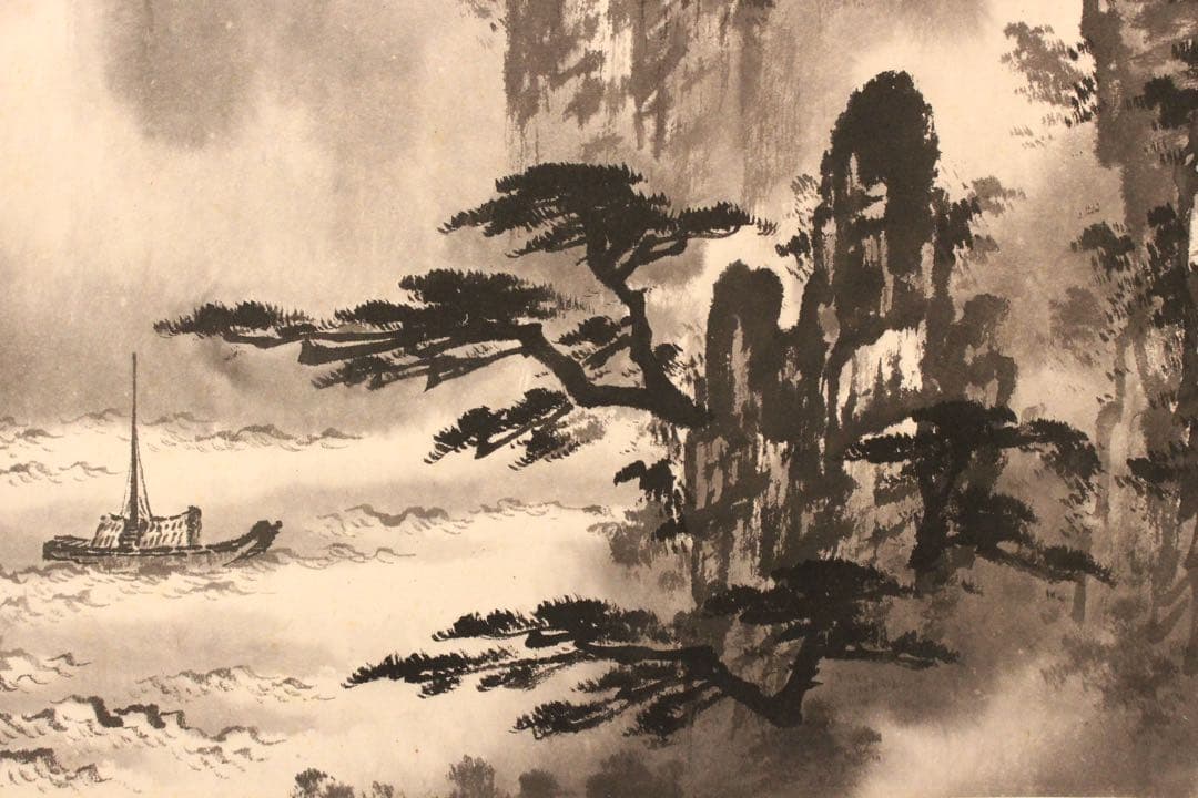 No5888 掛軸　在銘　姜壽民　畑江松崖　紙本　中国画　古画　古美術　送料無料