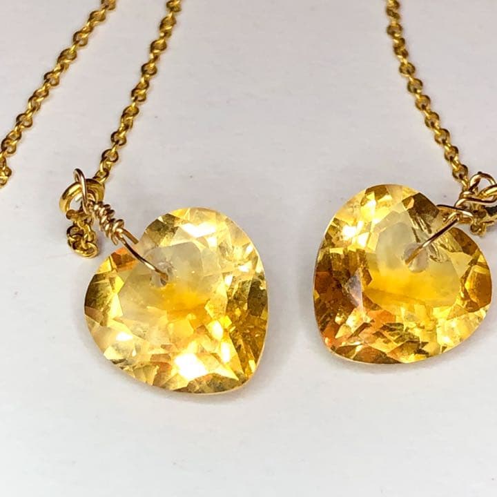 専用 宝石質シトリンハートアメリカンピアス ゴールド