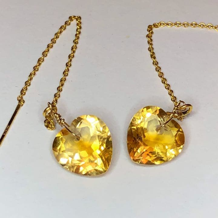 専用 宝石質シトリンハートアメリカンピアス ゴールド