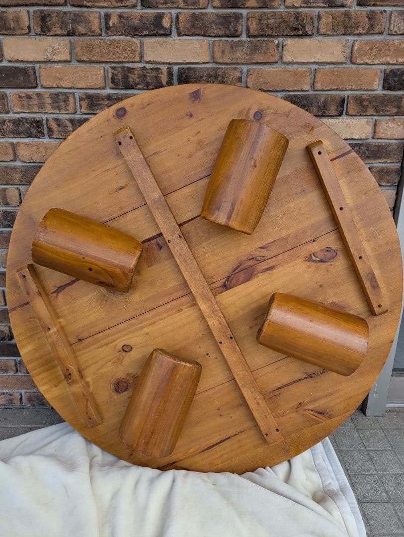 ケ*ジ様 丸型ちゃぶ台　脚折りたたみ式座卓　レトロテーブル