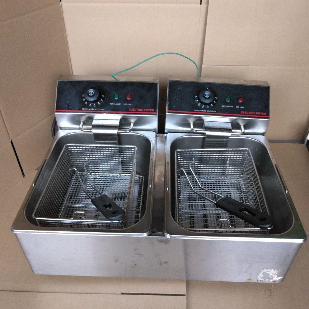 【中古】業務用 電気フライヤー 6L 二槽式