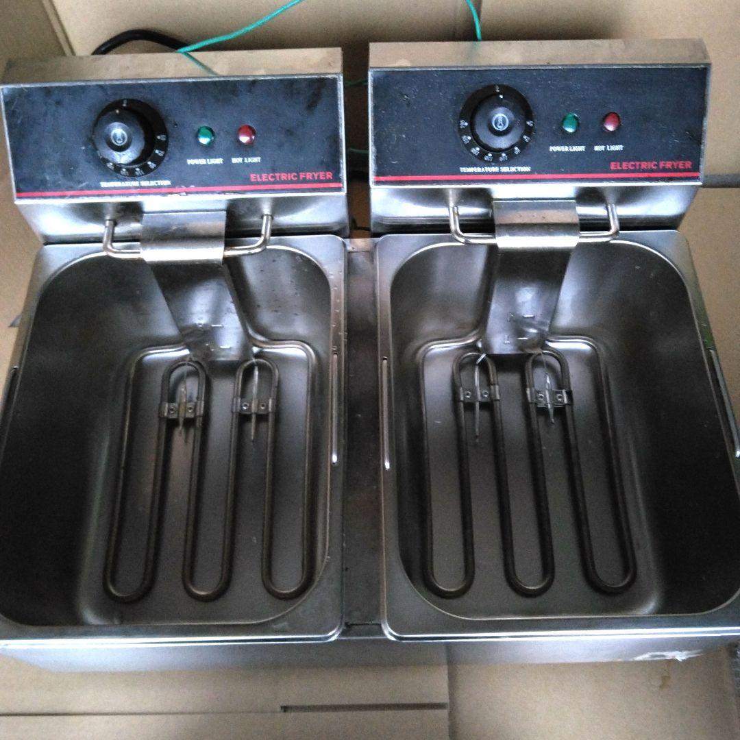 【中古】業務用 電気フライヤー 6L 二槽式