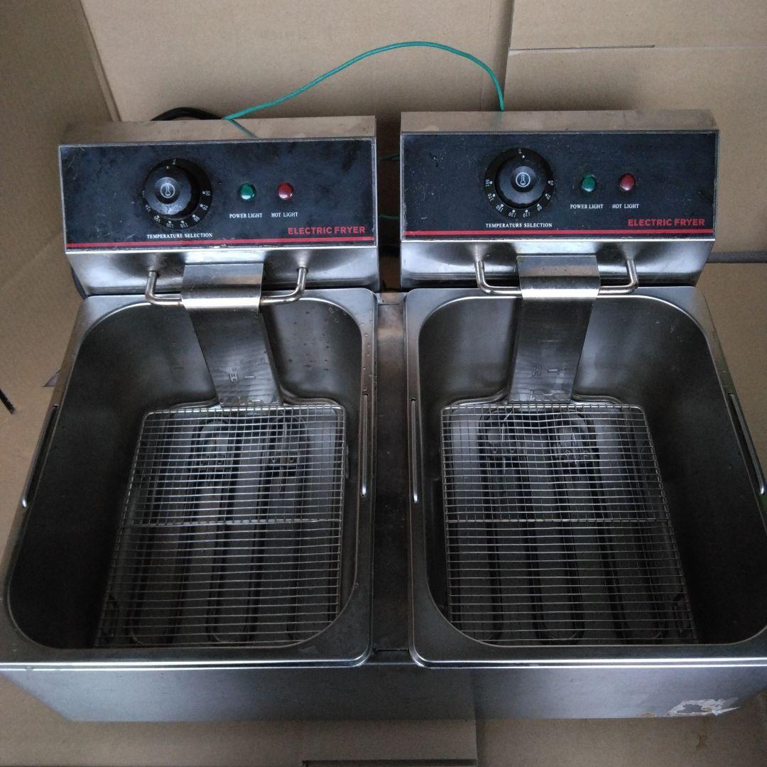 【中古】業務用 電気フライヤー 6L 二槽式