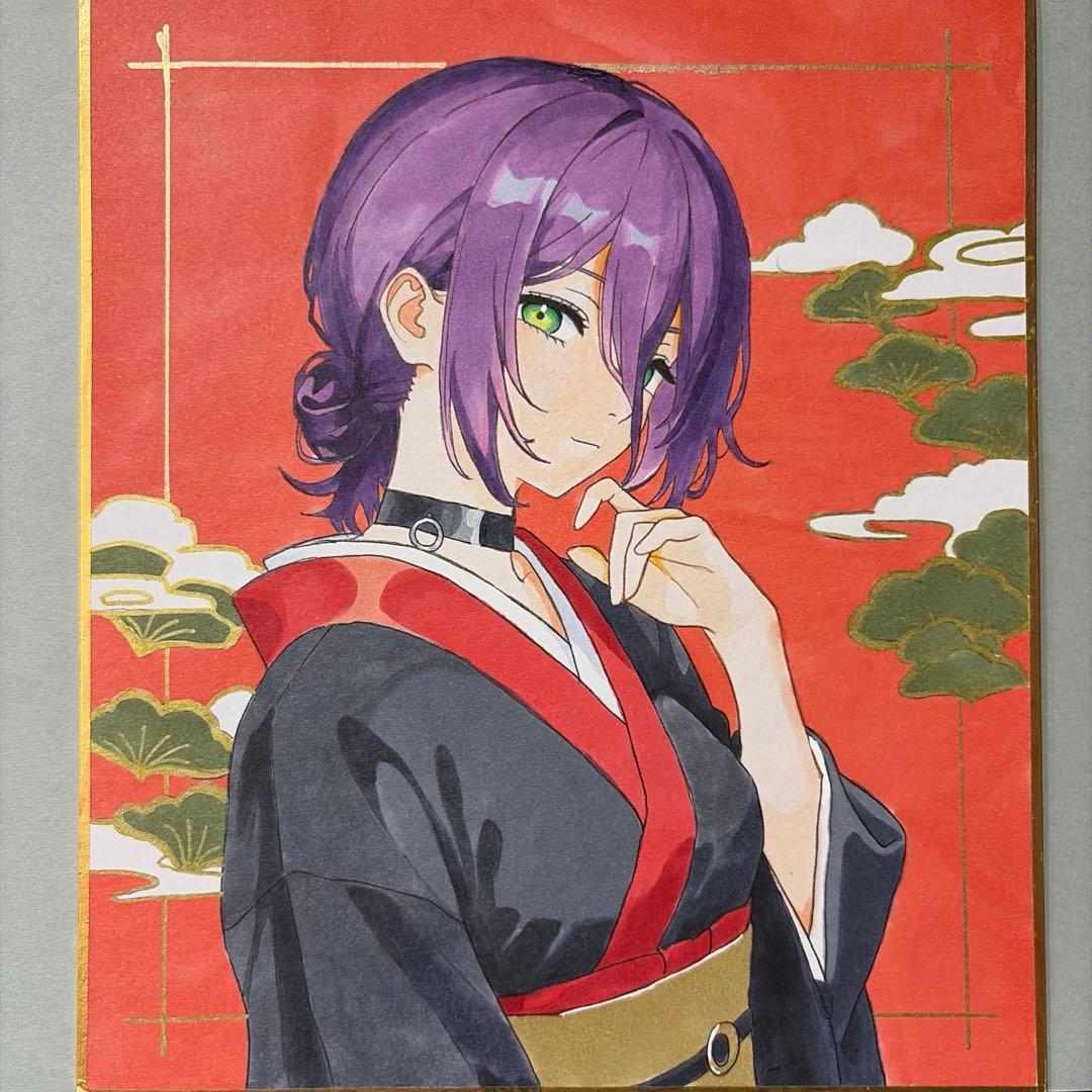 m*可様 チェンソーマン　レゼ　ファンアート　手描き　色紙