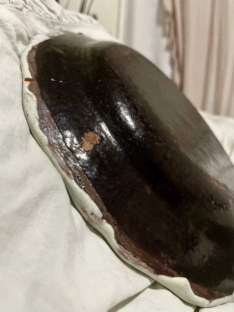 美品フランスアンティーク　キュノワール大皿　Cul Noir クレイユモントロー