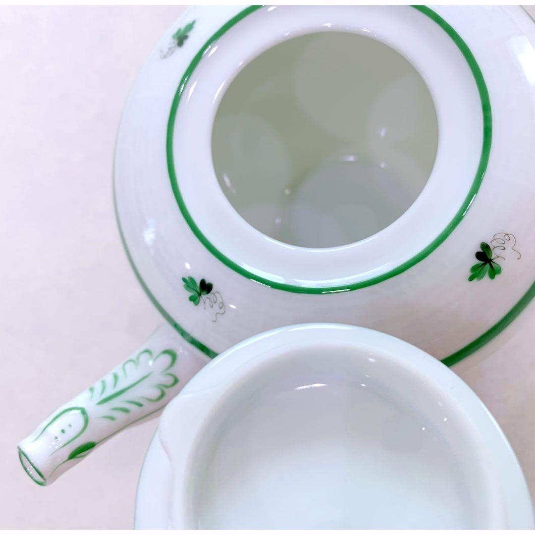 ヘレンド ティーポット バラ柄 緑 薔薇柄 アンティーク ロココ