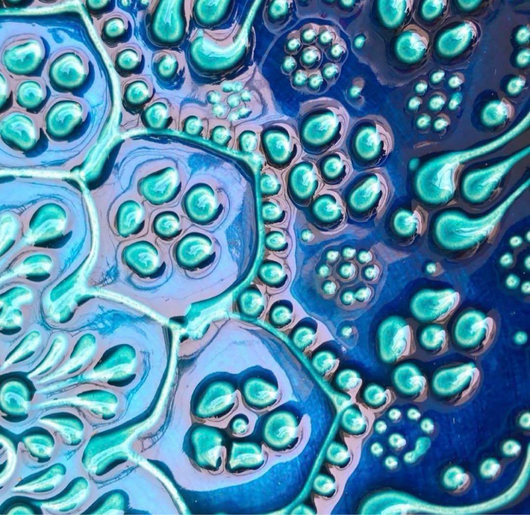 21cm☆新品☆【トルコ】ボウル 皿　ターコイズ　ハンドメイド キュタフヤ陶器