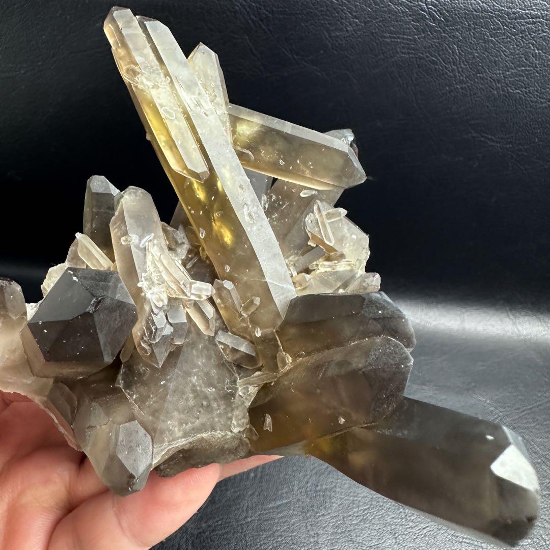 【開運·魔除 】レインボー☆ファントムスモーキーシトリン水晶クラスターA1578