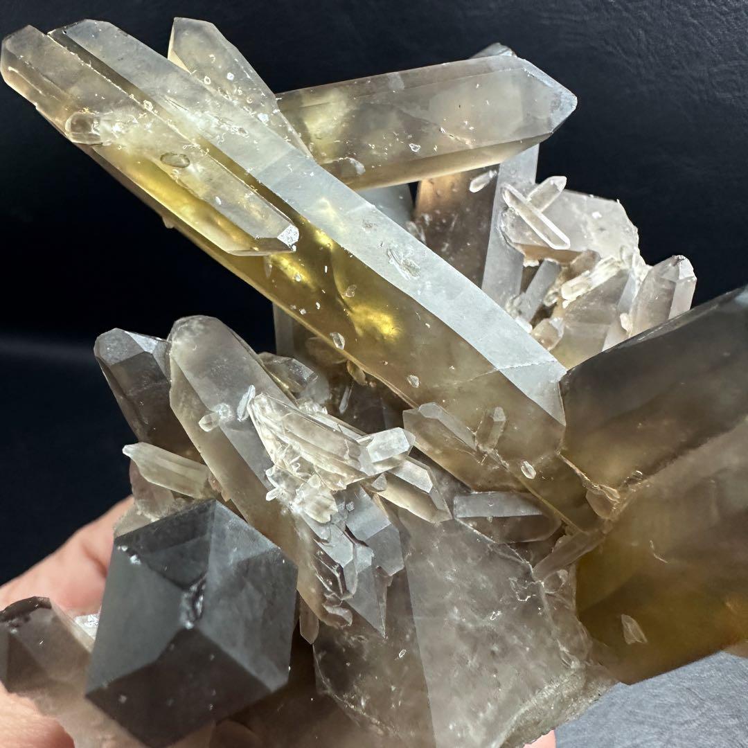 【開運·魔除 】レインボー☆ファントムスモーキーシトリン水晶クラスターA1578