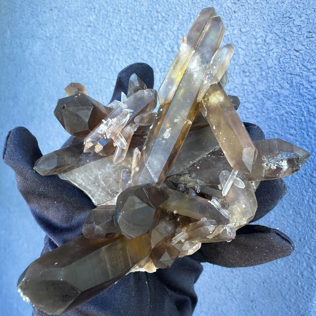 【開運·魔除 】レインボー☆ファントムスモーキーシトリン水晶クラスターA1578