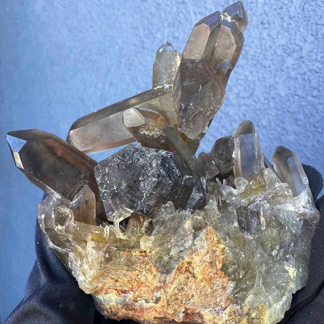 【開運·魔除 】レインボー☆ファントムスモーキーシトリン水晶クラスターA1578