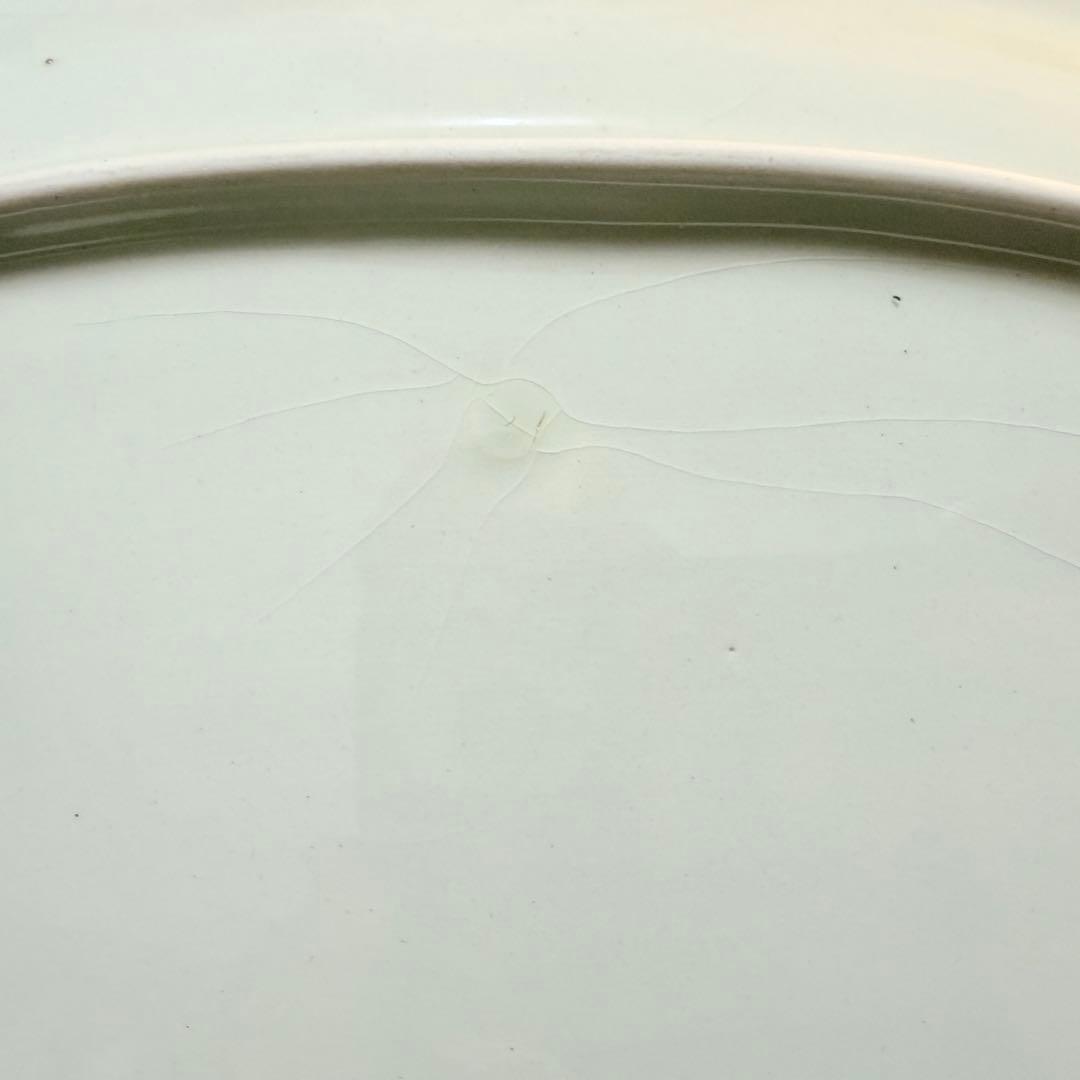 35cm 大皿 3枚 葡萄レリーフ 藍色 風景画 昭和レトロ 14吋