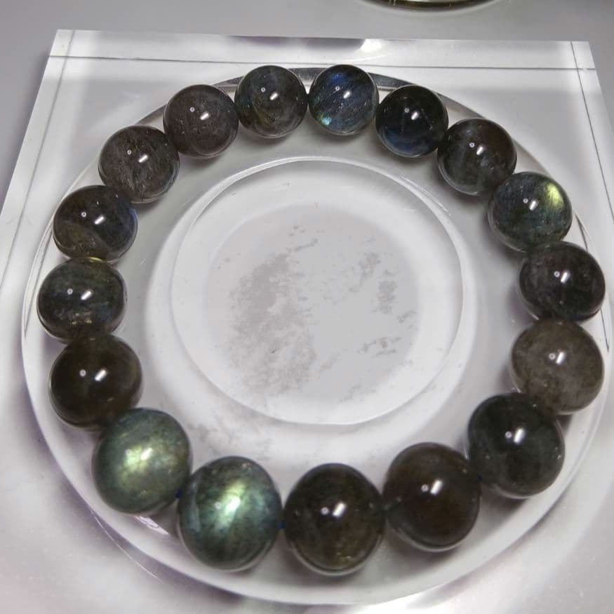 高品質　ラブラドライト　パワーストーンブレスレット　13mm
