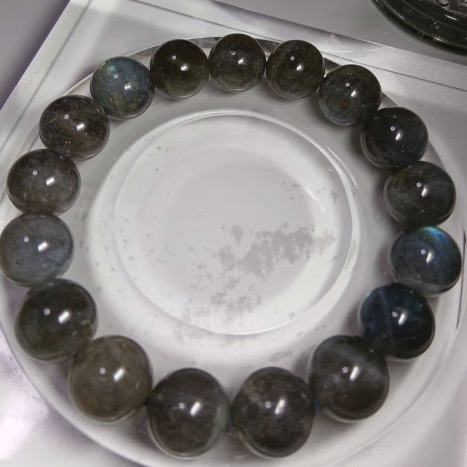高品質　ラブラドライト　パワーストーンブレスレット　13mm