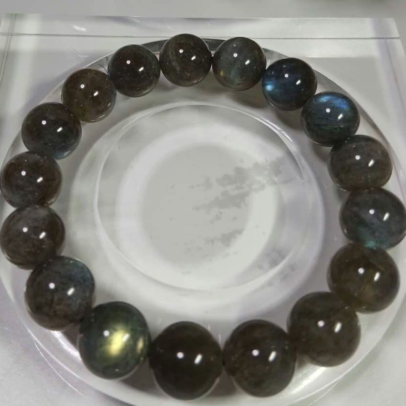 高品質　ラブラドライト　パワーストーンブレスレット　13mm