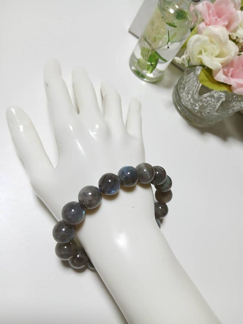 高品質　ラブラドライト　パワーストーンブレスレット　13mm