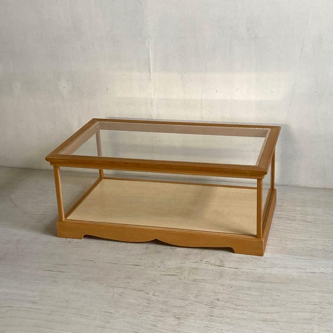 古い木製ガラスケース 横長 ショーケース オープンタイプ