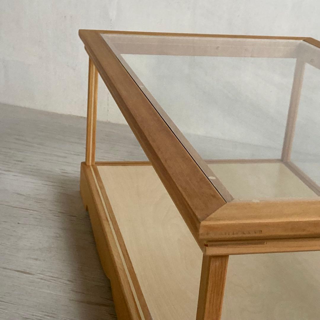 古い木製ガラスケース 横長 ショーケース オープンタイプ