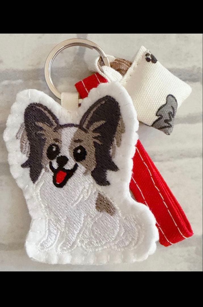 専用　ハンドメイド　刺繍　パピヨン　ヨークシャテリア　ミニバッグ　うちの子　犬