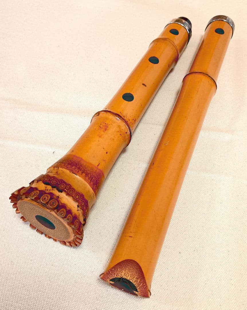 雪舟銘の二尺一寸管の尺八です☆最高級ベタ銀巻き管！