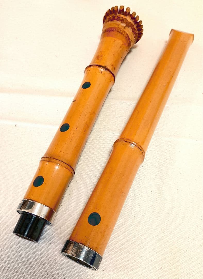 雪舟銘の二尺一寸管の尺八です☆最高級ベタ銀巻き管！