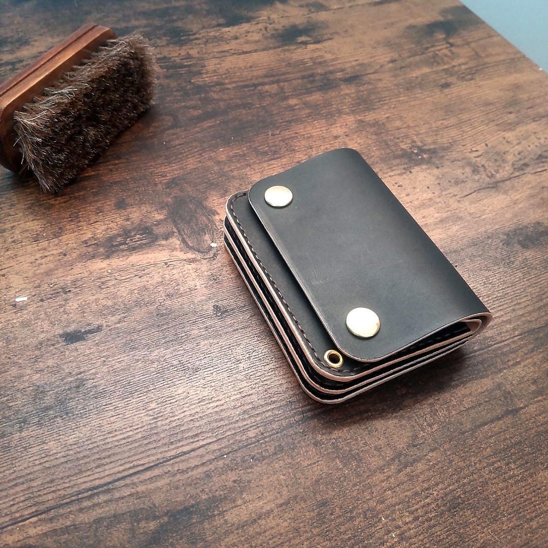 ★丘染め　ブラック★　ショートトラッカーウォレット