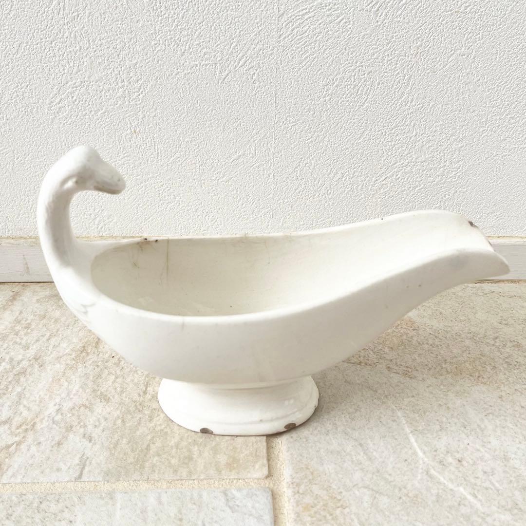 【訳あり品】フランスアンティーク　ソーシエール　白鳥