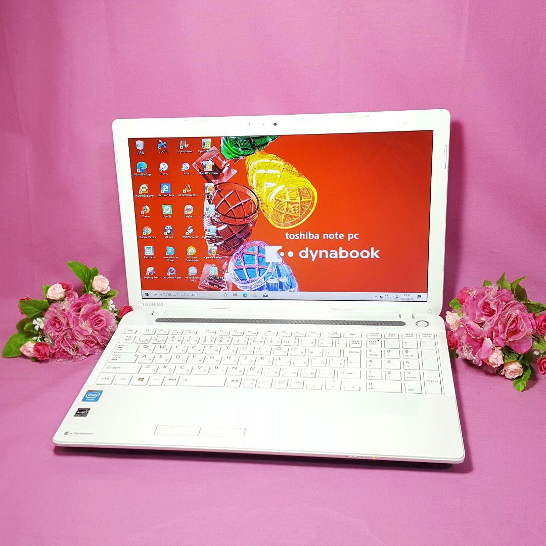 ホワイト色✦東芝✦WEBカメラ搭載✦Win10✦大容量&メモリ4G&オフィス搭載