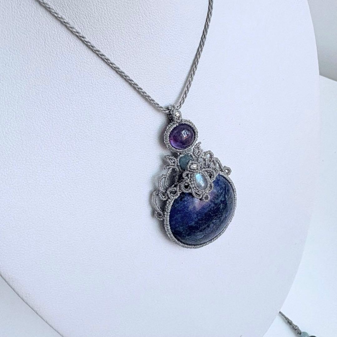 まぁ【特別価格】訳あり♡ラピスラズリ×ムーンストーンのマクラメネックレス