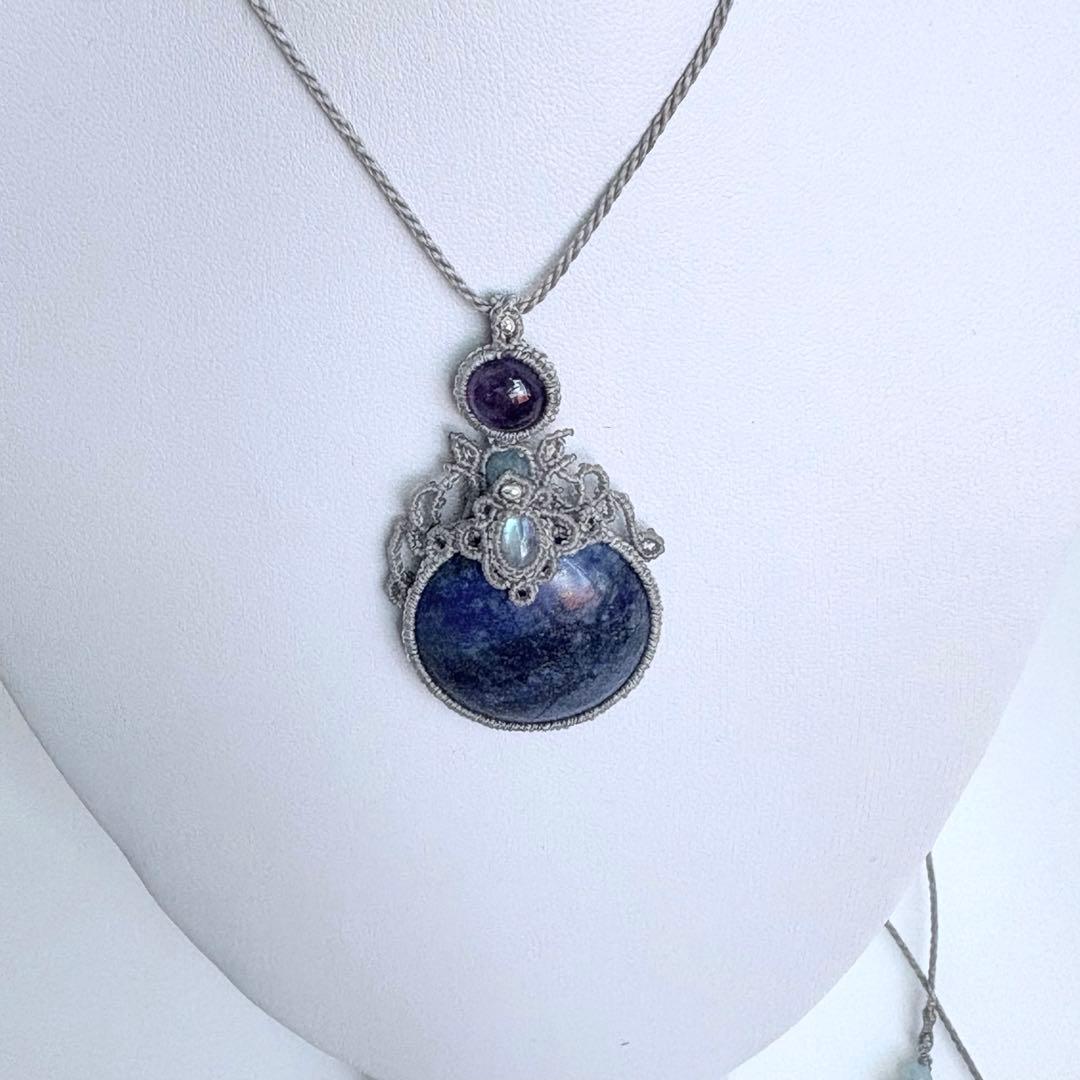 まぁ【特別価格】訳あり♡ラピスラズリ×ムーンストーンのマクラメネックレス