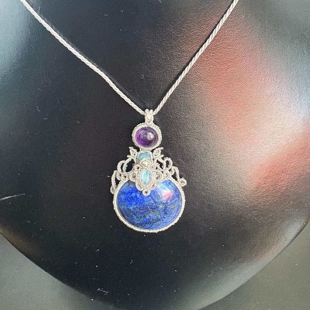 まぁ【特別価格】訳あり♡ラピスラズリ×ムーンストーンのマクラメネックレス