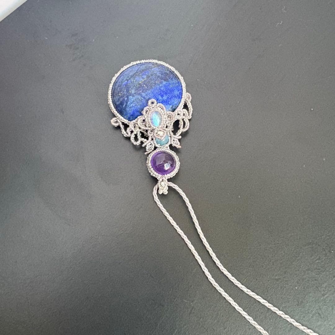 まぁ【特別価格】訳あり♡ラピスラズリ×ムーンストーンのマクラメネックレス