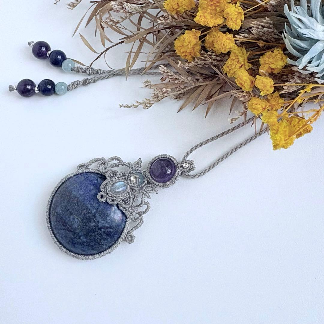 まぁ【特別価格】訳あり♡ラピスラズリ×ムーンストーンのマクラメネックレス