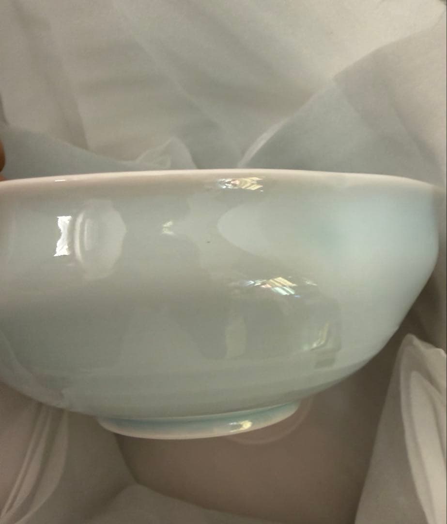 青白磁　輪花菓子鉢　快山造　新品未使用