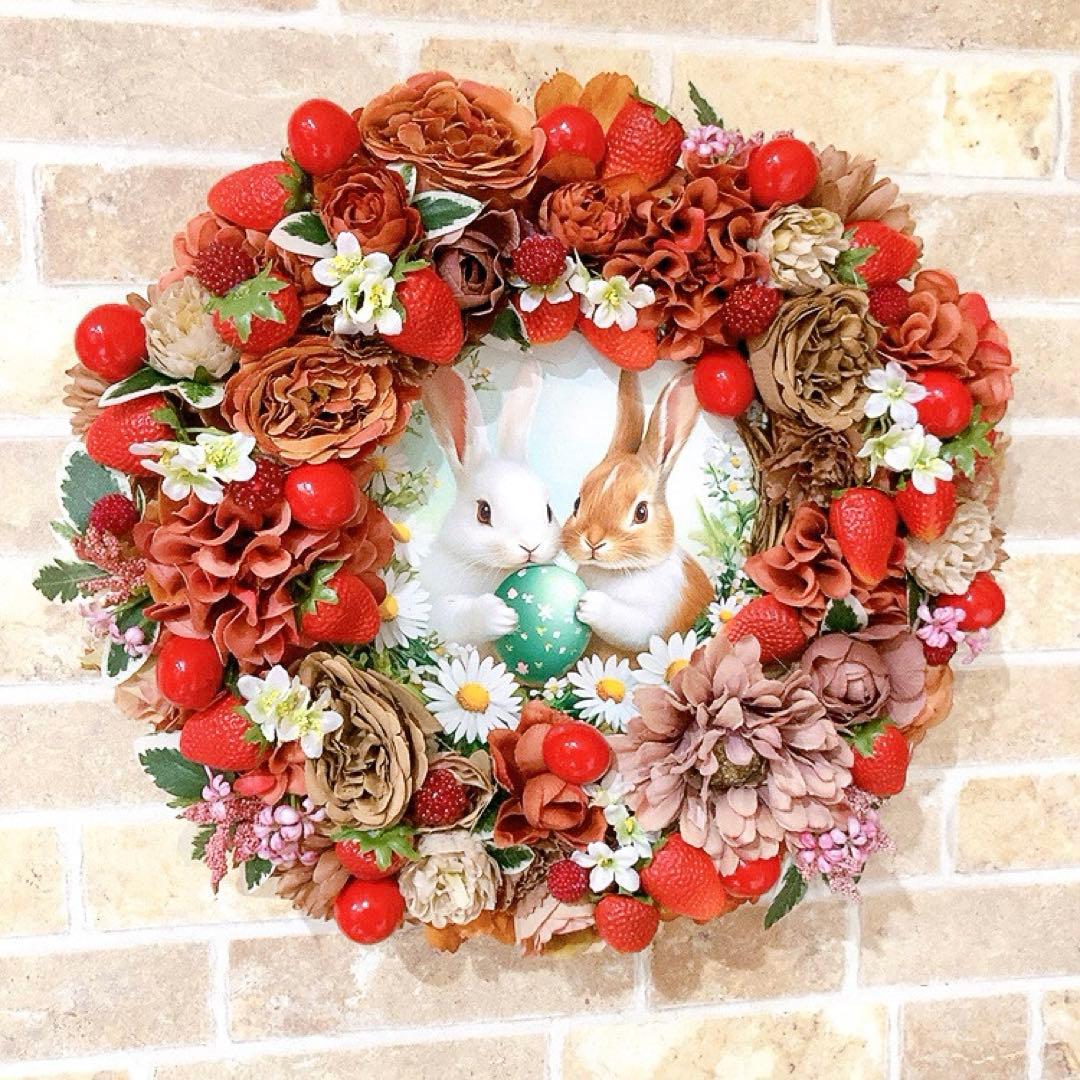 フラワーリース♡アンティーク調♡ショコラ色のいちごリース♡