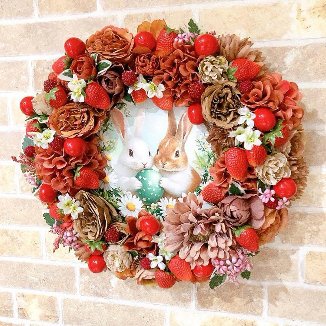 フラワーリース♡アンティーク調♡ショコラ色のいちごリース♡