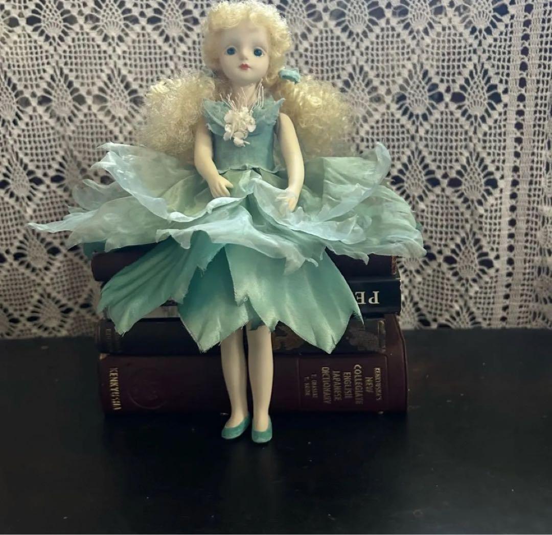 若月まりこ　ビスクドール　花の妖精　ブルー　作家ドール コレクターズドール