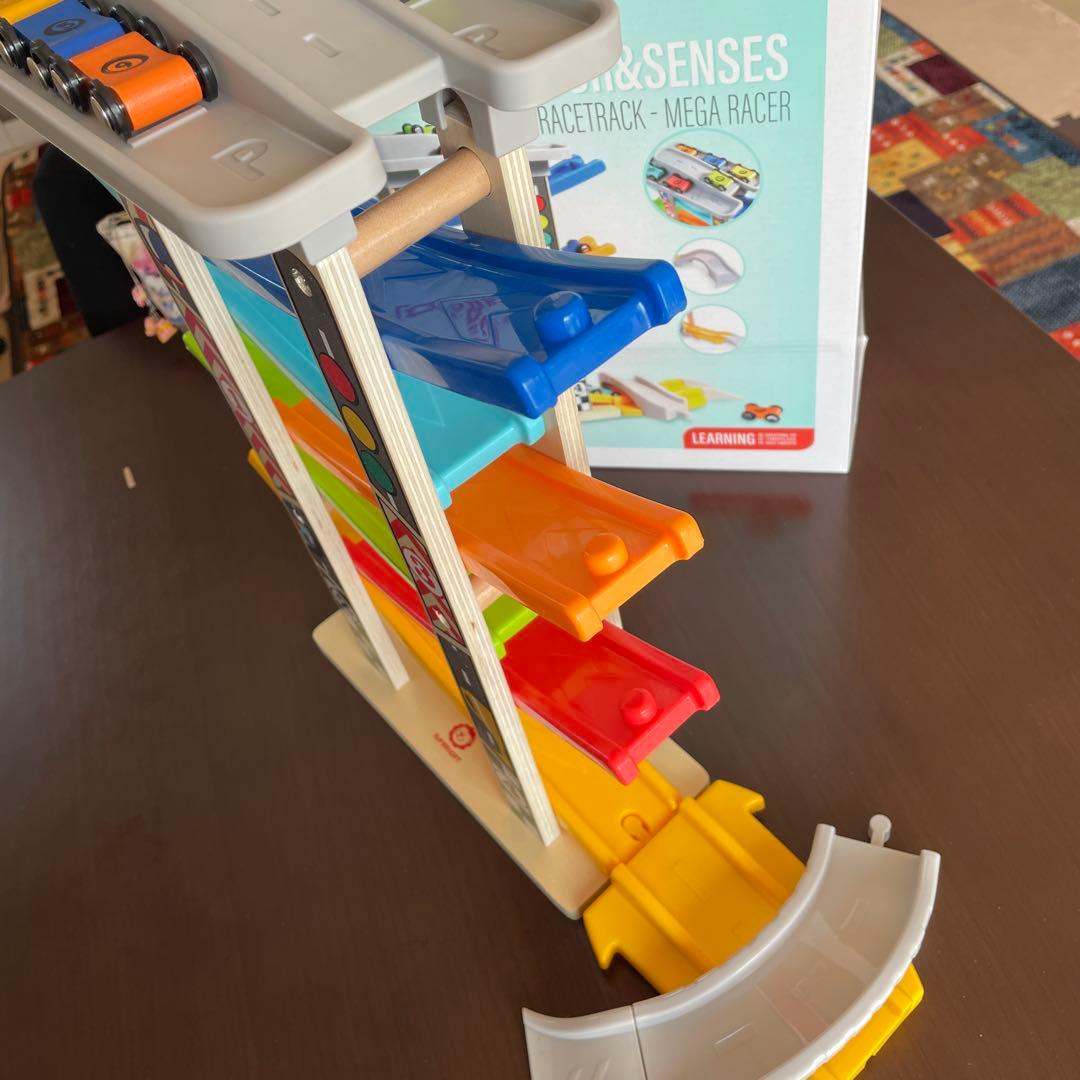 スロープトイ ミニカー 木製 知育玩具 くるくるスロープ ミニカー6台