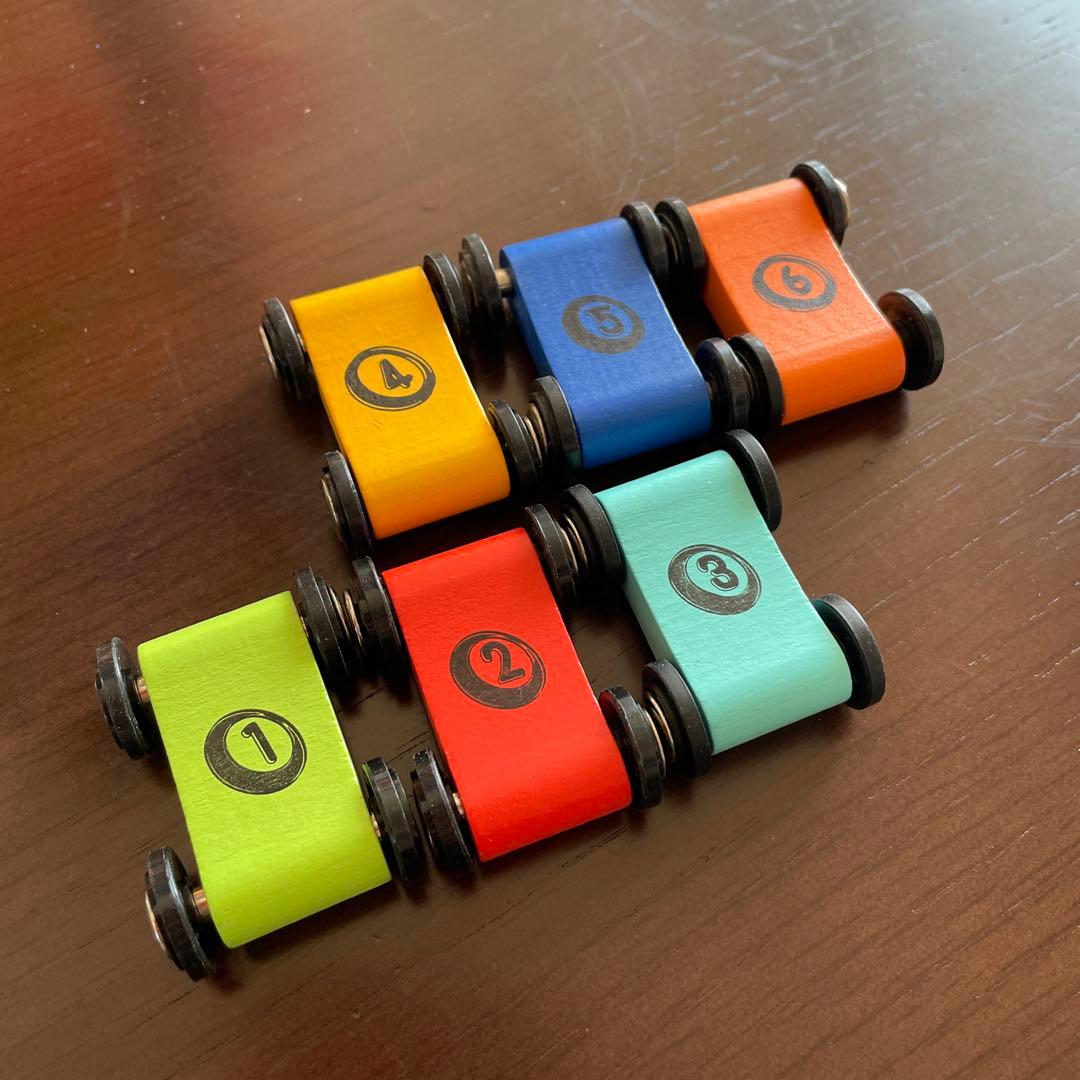 スロープトイ ミニカー 木製 知育玩具 くるくるスロープ ミニカー6台