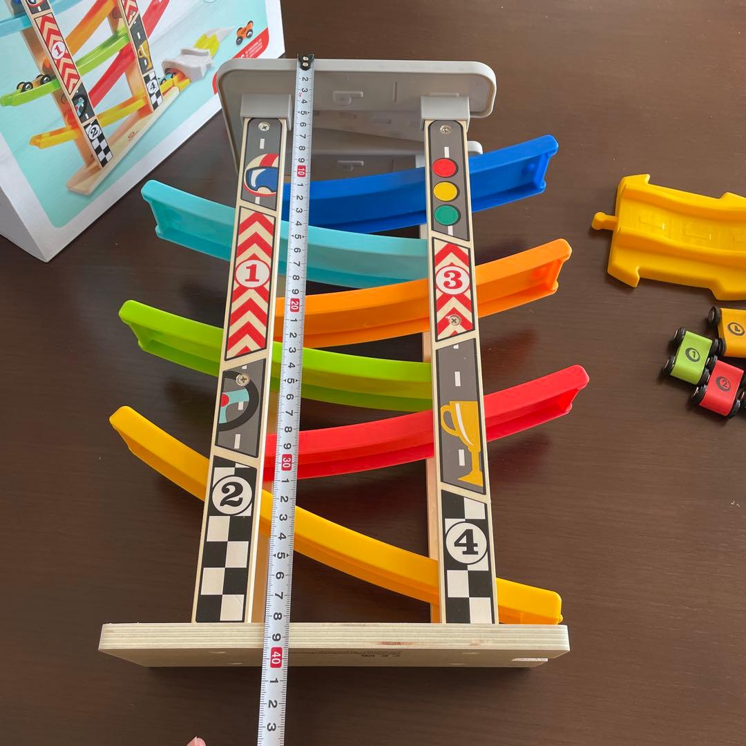 スロープトイ ミニカー 木製 知育玩具 くるくるスロープ ミニカー6台