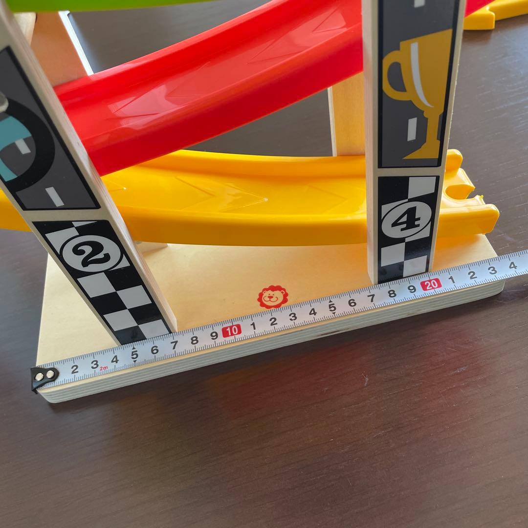 スロープトイ ミニカー 木製 知育玩具 くるくるスロープ ミニカー6台
