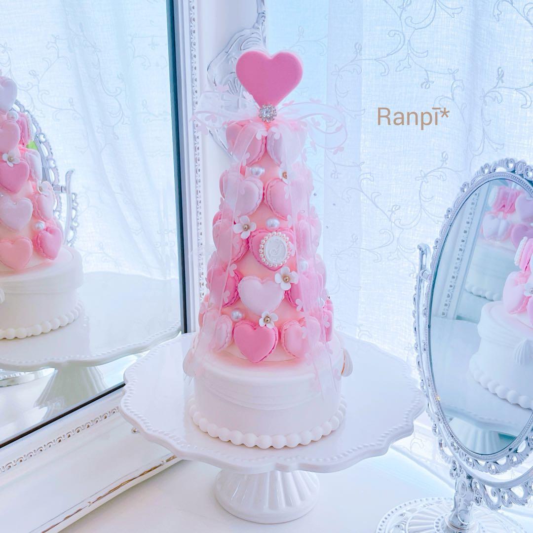 ゆ⭐️クレイケーキ*ハートマカロンタワー