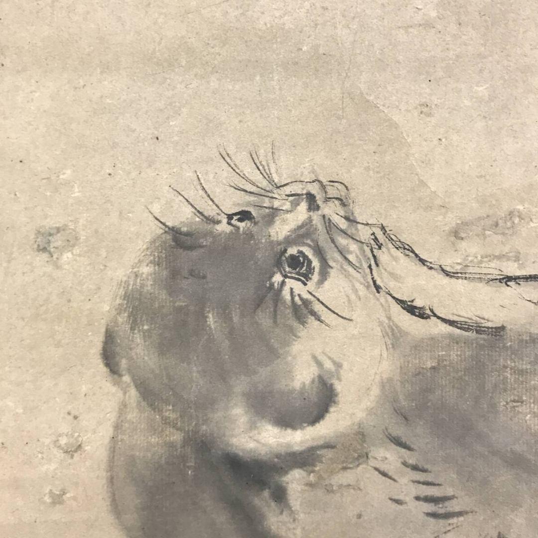 真作/谷文晁/仔犬図/雪中/横物/冬の掛軸/花鳥図/掛軸☆宝船☆AK-915