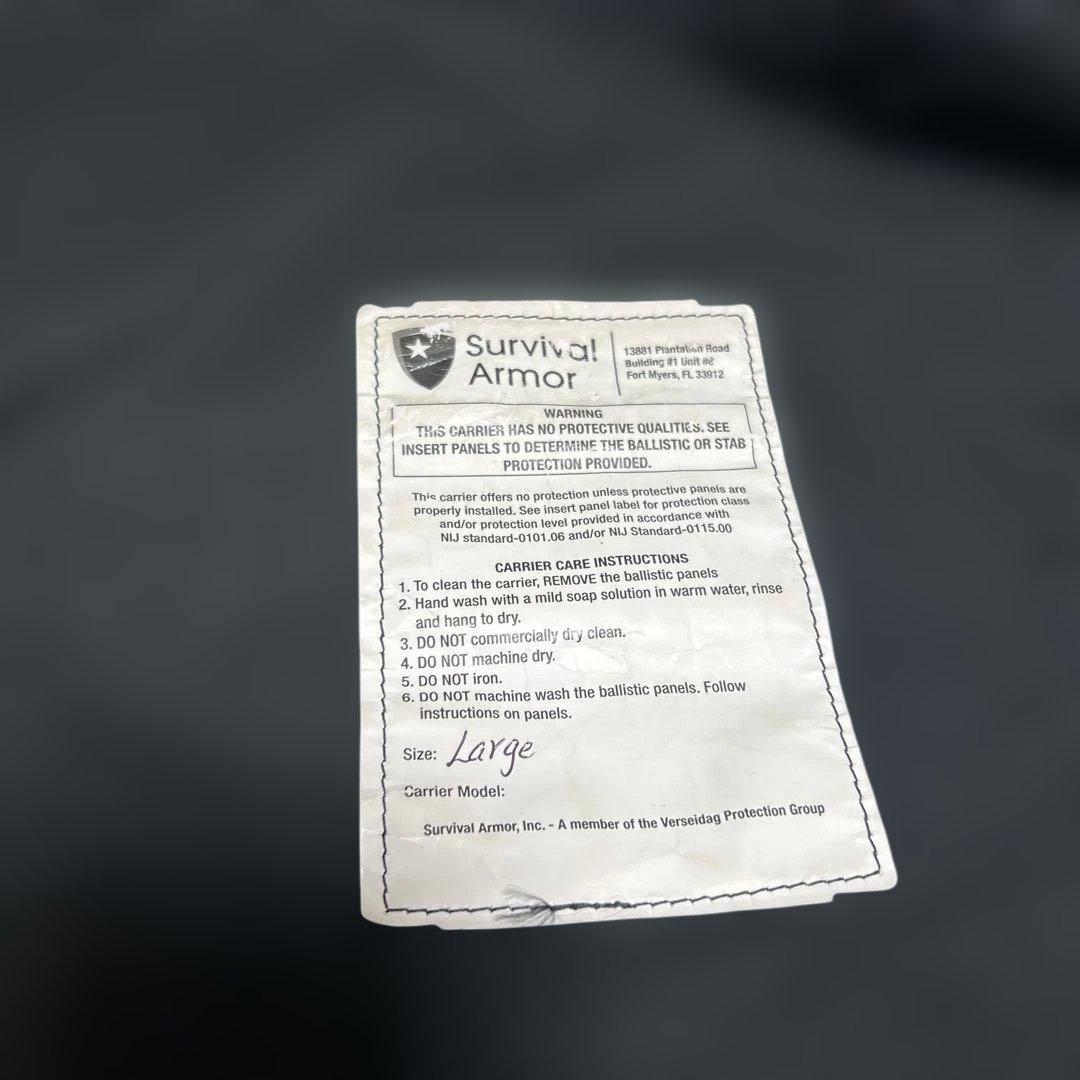 Survival Armor ブラックバリスティックキャリア L プラクティカル