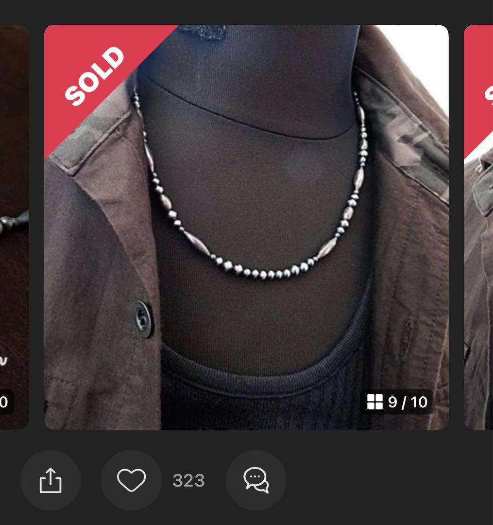 未使用品インディアンジュエリーハンドメイド　シルバー925ナバホパールネックレス