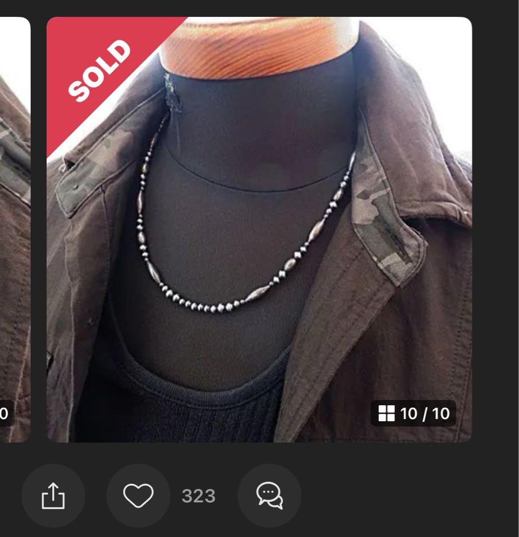 未使用品インディアンジュエリーハンドメイド　シルバー925ナバホパールネックレス