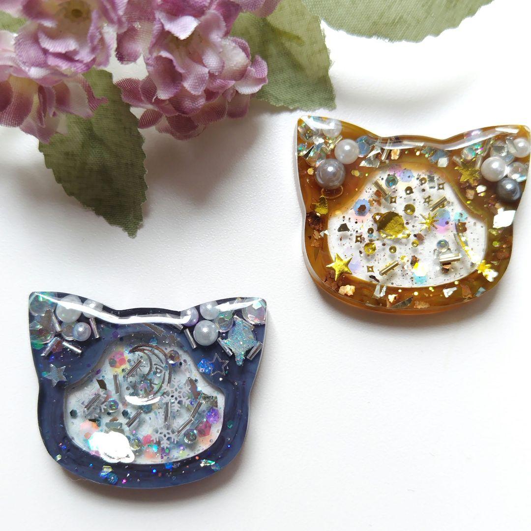 冬デザイン 宇宙猫ちゃんレジンヘアゴム