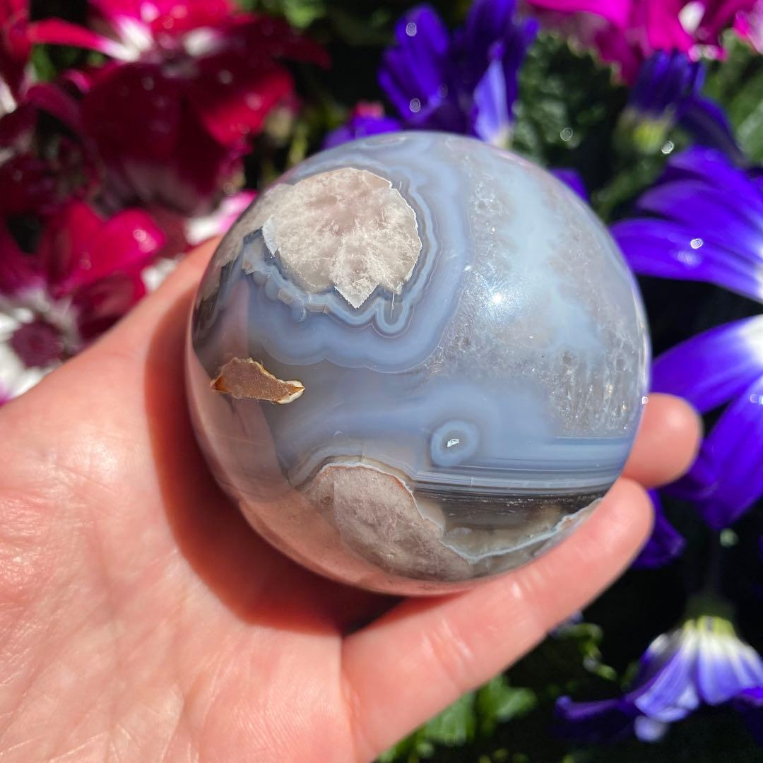 ハイクオリティ ブラックフラワーアゲート スフィア 大輪の桜 夜桜瑪瑙